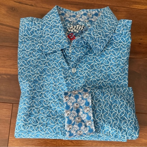 Robert Graham Canterbury Classic Fit Long Sleeve Shirt Blue Swirl Mens Medium - Picture 3 of 8